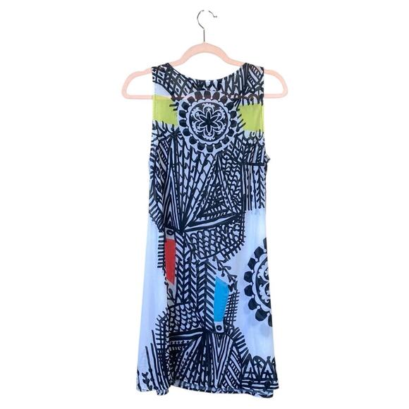 DESIGUAL Natalia Colorful Tunic Dress Size 38 US 6 Beaded Rainbow Art to Wear - Picture 2 of 6